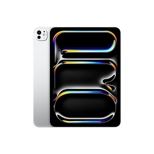 Apple 11" iPad Pro (M4): Ultra Retina XDR Display, 1 TB, 12 MP Querformat Frontkamera/12 MP Rückkamera, LiDAR Scanner, WLAN 6E und 5G Mobilfunk mit eSIM, Face ID, Nanotexturglas – Silber von Apple