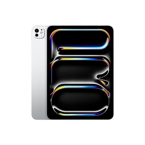 Apple 11" iPad Pro (M4): Ultra Retina XDR Display, 512 GB, 12 MP Querformat Frontkamera/12 MP Rückkamera, LiDAR Scanner, WLAN 6E, Face ID, Batterie für den ganzen Tag, Standardglas – Silber von Apple