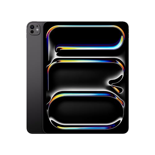 Apple 13" iPad Pro (M4): Ultra Retina XDR Display, 1 TB, 12 MP Querformat Frontkamera/12 MP Rückkamera, LiDAR Scanner, WLAN 6E und 5G Mobilfunk mit eSIM, Face ID, Standardglas – Space Schwarz von Apple