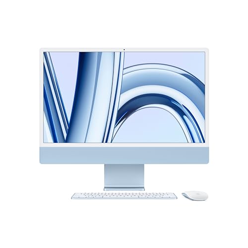 Apple 2023 iMac All-in-One Desktop-Computer mit M3 Chip: 8-Core CPU, 10-Core GPU, 24" 4.5K Retina Display, 8 GB gemeinsamer Arbeitsspeicher, 256 GB SSD Speicher, passendes Zubehör. Blau von Apple