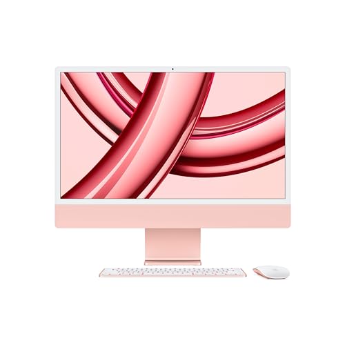 Apple 2023 iMac All-in-One Desktop-Computer mit M3 Chip: 8-Core CPU, 10-Core GPU, 24" 4.5K Retina Display, 8 GB gemeinsamer Arbeitsspeicher, 256 GB SSD Speicher, passendes Zubehör. Rosé von Apple