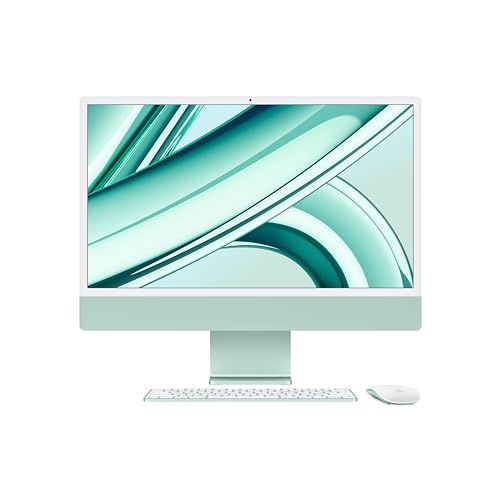 Apple 2023 iMac All-in-One Desktop-Computer mit M3 Chip: 8-Core CPU, 10-Core GPU, 24" 4.5K Retina Display, 8 GB gemeinsamer Arbeitsspeicher, 512 GB SSD Speicher, passendes Zubehör. Grün von Apple