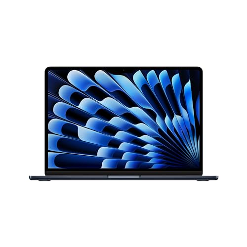 Apple 2024 13" MacBook Air Laptop mit M3 Chip: 13,6" Liquid Retina Display, 16 GB gemeinsamer Arbeitsspeicher, 512 GB SSD Speicher, beleuchtete Tastatur, 1080p FaceTime HD Kamera, Mitternacht von Apple