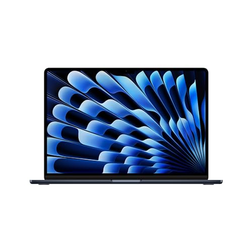 Apple 2024 15" MacBook Air Laptop mit M3 Chip: 15,3" Liquid Retina Display, 8 GB gemeinsamer Arbeitsspeicher, 256 GB SSD Speicher, beleuchtete Tastatur, 1080p FaceTime HD Kamera, Touch ID, Mitternacht von Apple