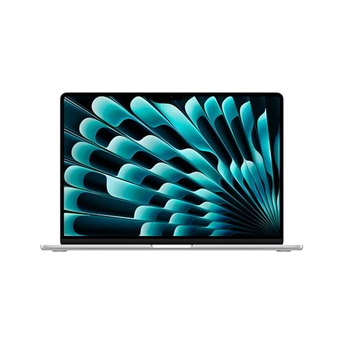 Apple 2024 15" MacBook Air Laptop mit M3 Chip: 15,3" Liquid Retina Display, 8 GB gemeinsamer Arbeitsspeicher, 512 GB SSD Speicher, beleuchtete Tastatur, 1080p FaceTime HD Kamera, Touch ID, Silber von Apple