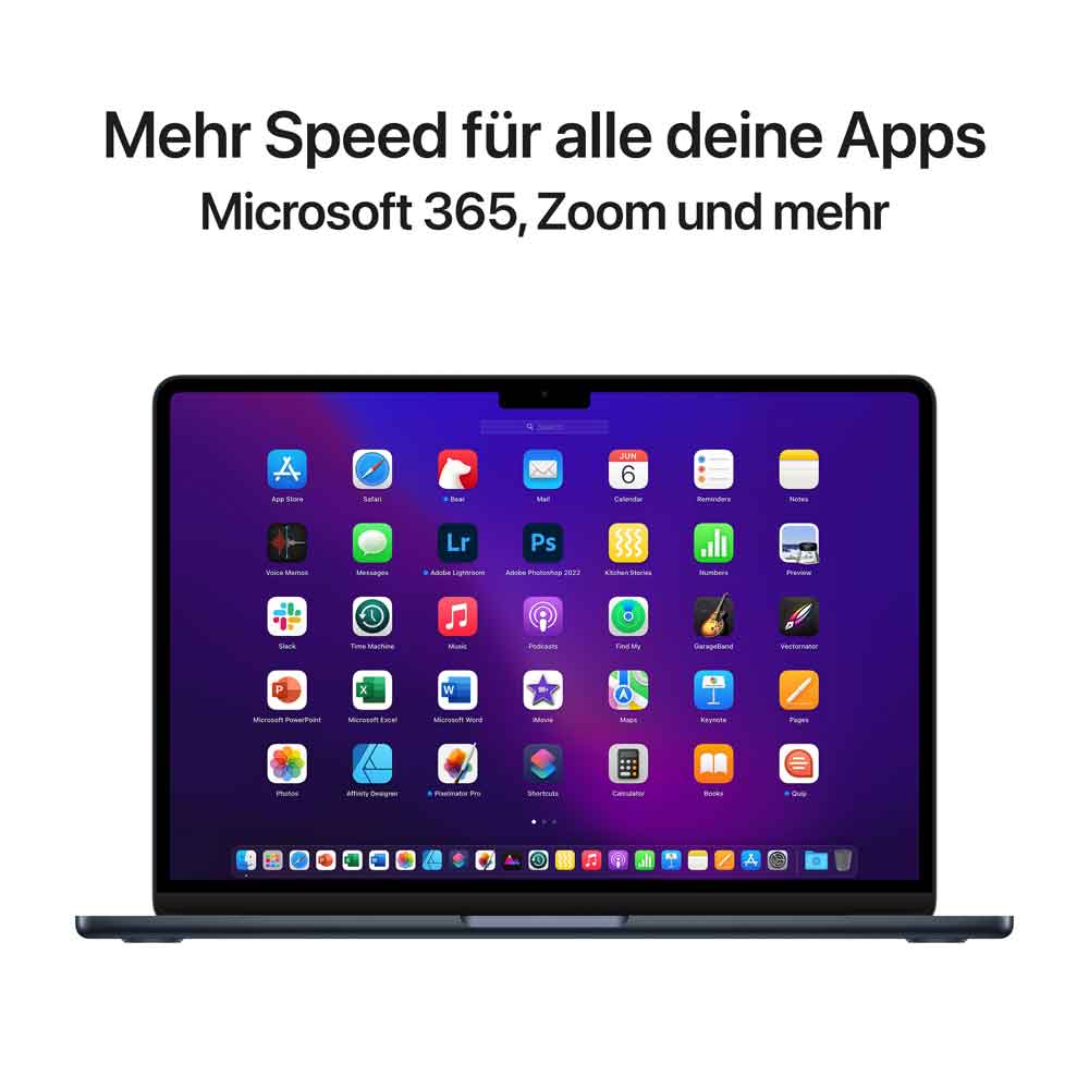 Apple MacBook Air - M2 - M2 10-core GPU - 8 GB RAM - 512 GB SSD - 34.46 cm (13.6) IPS 2560 x 1664 (WQXGA) - Wi-Fi 6 - Midnight - kbd: Deutsch von Apple