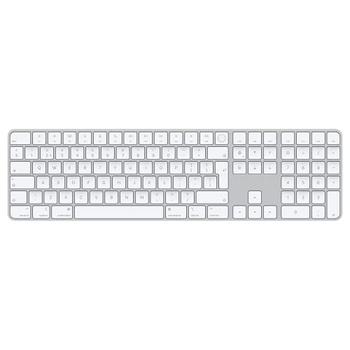 Apple Magic Keyboard mit Touch ID und Ziffernblock: Bluetooth, wiederaufladbar. Kompatibel mit Mac Computern Chip; Niederländisch, Weiße Tasten von Apple