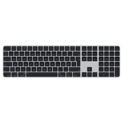 Apple Magic Keyboard mit Touch ID und Ziffernblock: Bluetooth, wiederaufladbar. Kompatibel mit Mac Computern Chip; Schwedisch, Schwarze Tasten von Apple