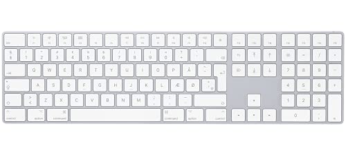 Apple Magic Keyboard mit Ziffernblock: Bluetooth, wiederaufladbar. Kompatibel mit Mac, iPad oder iPhone; Dänisch, Silber von Apple