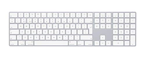 Apple Magic Keyboard mit Ziffernblock: Bluetooth, wiederaufladbar. Kompatibel mit Mac, iPad oder iPhone; Englisch, GB, Silber von Apple