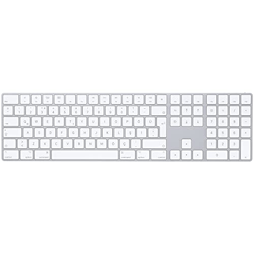 Apple Magic Keyboard mit Ziffernblock: Bluetooth, wiederaufladbar. Kompatibel mit Mac, iPad oder iPhone; Türkisch-F, Silber von Apple