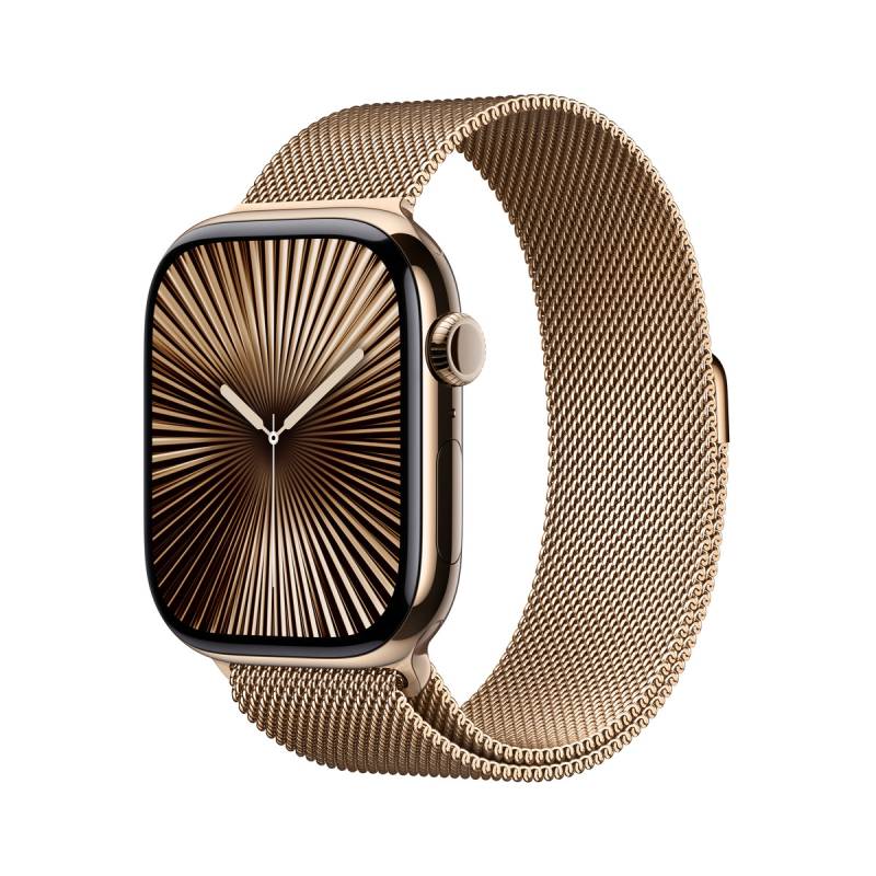 Apple Watch S10 Gold Titanium Milanese Loop Gold - M/L B-Ware GPS + Cellular 46mm MX003QF/A 2024 von Apple