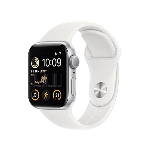 Apple Watch SE (2. Generation) (GPS, 40mm) - Aluminiumgehäuse Silber mit Sportarmband Weiß - Regular (Generalüberholt) von Apple