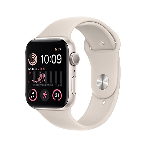 Apple Watch SE (2. Generation) (GPS, 44mm) - Aluminiumgehäuse Polarstern mit Sportarmband Polarstern - Regular (Generalüberholt) von Apple