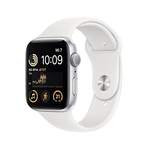 Apple Watch SE (2. Generation) (GPS, 44mm) - Aluminiumgehäuse Silber mit Sportarmband Weiß - Regular (Generalüberholt) von Apple