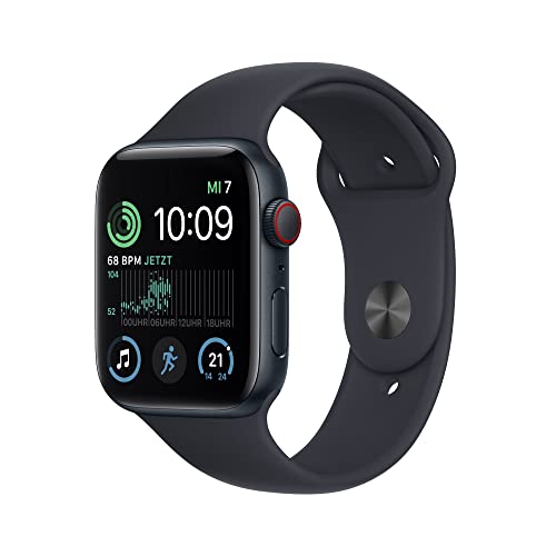 Apple Watch SE (2. Generation) (GPS + Cellular, 44mm) - Aluminiumgehäuse Mitternacht mit Sportarmband Mitternacht - Regular (Generalüberholt) von Apple