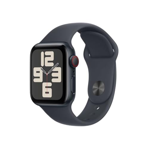 Apple Watch SE (2. Generation) GPS + Cellular 40 mm Smartwatch mit Aluminiumgehäuse in Mitternacht und Sportarmband in Mitternacht (S/M). Fitness und Schlaftracker, Unfallerkennung, Retina Display von Apple