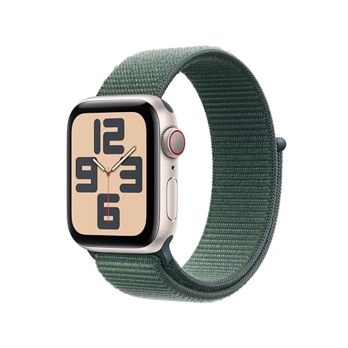 Apple Watch SE (2. Generation) GPS + Cellular 40 mm Smartwatch mit Aluminiumgehäuse in Polarstern und Sport Loop in Seegrün (One Size). Fitness und Schlaftracker, Unfallerkennung, CO₂ neutral von Apple
