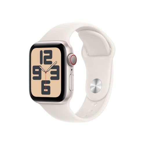 Apple Watch SE (2. Generation) GPS + Cellular 40 mm Smartwatch mit Aluminiumgehäuse in Polarstern und Sportarmband in Polarstern (M/L). Fitness und Schlaftracker, Unfallerkennung, Herzfrequenzmesser von Apple