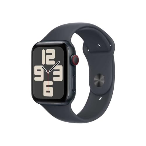 Apple Watch SE (2. Generation) GPS + Cellular 44 mm Smartwatch mit Aluminiumgehäuse in Mitternacht und Sportarmband in Mitternacht (S/M). Fitness und Schlaftracker, Unfallerkennung, Retina Display von Apple