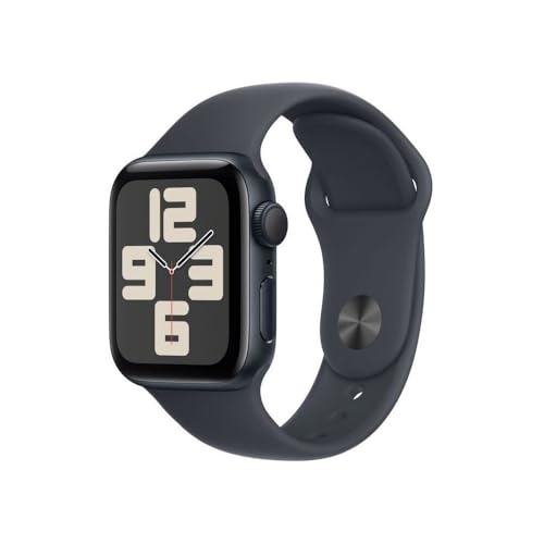 Apple Watch SE (2. Generation) GPS 40 mm Smartwatch mit Aluminiumgehäuse in Mitternacht und Sportarmband in Mitternacht (M/L). Fitness und Schlaftracker, Unfallerkennung, Herzfrequenzmesser von Apple