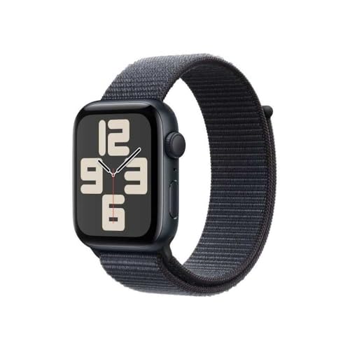 Apple Watch SE (2. Generation) GPS 44 mm Smartwatch mit Aluminiumgehäuse in Mitternacht und Sport Loop in Tinte (One Size). Fitness und Schlaftracker, Unfallerkennung, Herzfrequenzmesser, CO₂ neutral von Apple