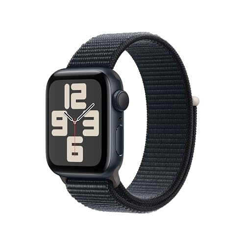 Apple Watch SE (2. Generation, 2023) (GPS, 40 mm) Smartwatch mit Aluminiumgehäuse und Sport Loop Armband in Mitternacht. Fitness- und Schlaftracker, Unfallerkennung, Herzfrequenzmesser, CO₂ neutral von Apple