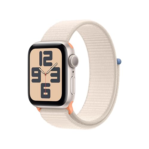 Apple Watch SE (2. Generation, 2023) (GPS, 40 mm) Smartwatch mit Aluminiumgehäuse und Sport Loop Armband in Polarstern. Fitness- und Schlaftracker, Unfallerkennung, Herzfrequenzmesser, CO₂ neutral von Apple