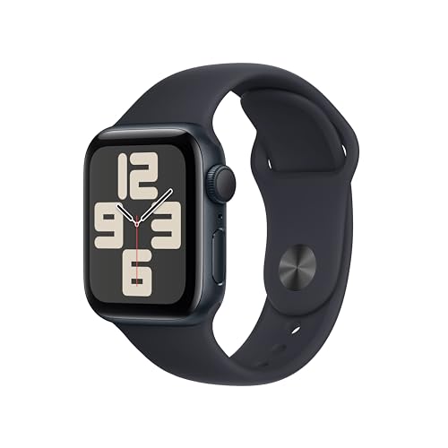 Apple Watch SE (2. Generation, 2023) (GPS, 40 mm) Smartwatch mit Aluminiumgehäuse und Sportarmband (S/M) in Mitternacht. Fitness- und Schlaftracker, Unfallerkennung, Herzfrequenzmesser, Retina Display von Apple