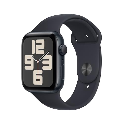 Apple Watch SE (2. Generation, 2023) (GPS, 44 mm) Smartwatch mit Aluminiumgehäuse und Sportarmband (M/L) in Mitternacht. Fitness- und Schlaftracker, Unfallerkennung, Herzfrequenzmesser, Retina Display von Apple