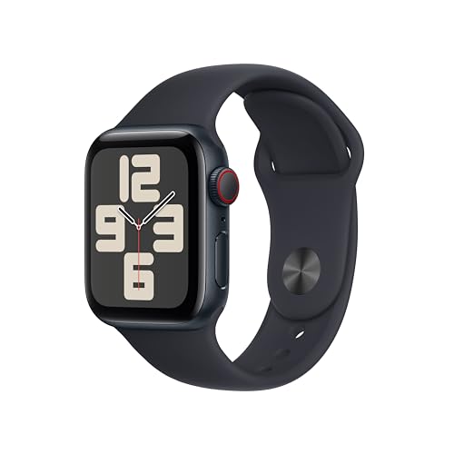 Apple Watch SE (2. Generation, 2023) (GPS + Cellular, 40 mm) Smartwatch mit Aluminiumgehäuse und Sportarmband (M/L) in Mitternacht. Fitness- und Schlaftracker, Unfallerkennung, Herzfrequenzmesser von Apple