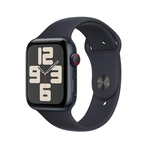 Apple Watch SE (2. Generation, 2023) (GPS + Cellular, 44 mm) Smartwatch mit Aluminiumgehäuse und Sportarmband (M/L) in Mitternacht. Fitness- und Schlaftracker, Unfallerkennung, Herzfrequenzmesser von Apple