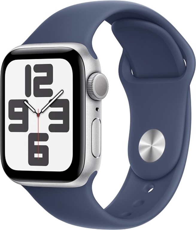 Apple Watch SE (40mm) 2024 GPS Alu mit Sportarm S/M (silber/denim) von Apple