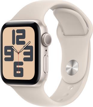 Apple Watch SE (GPS) - 40 mm - Starlight Aluminium - intelligente Uhr mit Sportband - Flouroelastomer - Starlight - Bandgröße: S/M - 32GB - Wi-Fi, Bluetooth - 26,4 g (MR9U3QF/A) von Apple