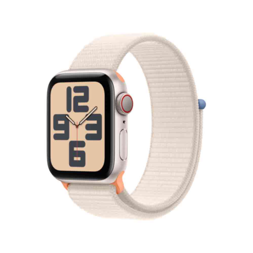 Apple Watch SE (GPS + Cellular) - 40 mm - Starlight Aluminium - intelligente Uhr mit Sportschleife - Stoff - Starlight - Handgelenkgröße: 130-200 mm - 32GB - Wi-Fi, LTE, Bluetooth - 4G - 27,8 g (MRG43QF/A) von Apple