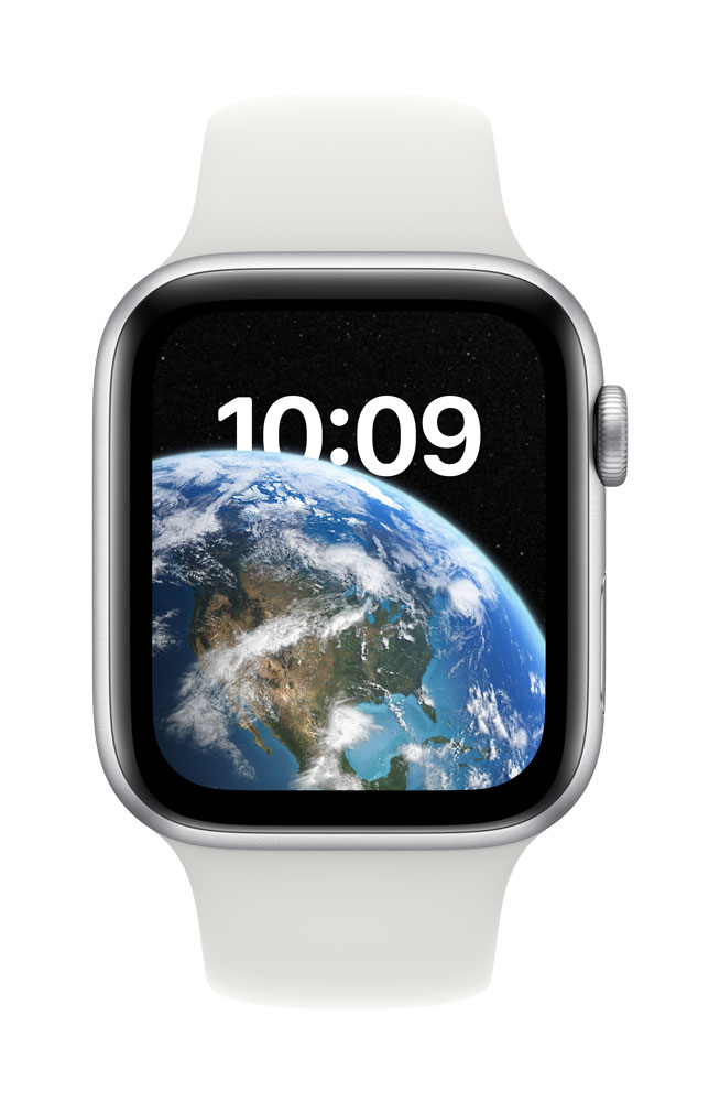 Apple Watch SE (GPS + Cellular) - 44 mm - Aluminium, Silber - intelligente Uhr mit Sportband - Flouroelastomer - weiß - Bandgröße: regelmäßig - 32GB - Wi-Fi, LTE, Bluetooth - 4G - 32,9 g (MNQ23FD/A) von Apple