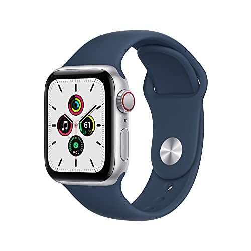 Apple Watch SE (GPS + Cellular, 40MM) - Aluminiumgehäuse Silber mit Sportarmband Abgrund Blau (Generalüberholt) von Apple