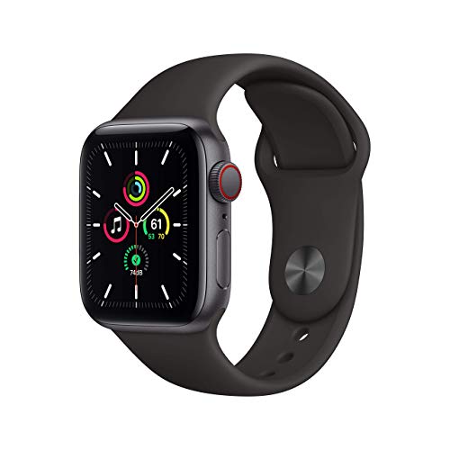 2020 Apple Watch SE (GPS + Cellular, 40MM) - Aluminiumgehäuse Space Grau mit Sportarmband Schwarz (Generalüberholt) von Apple