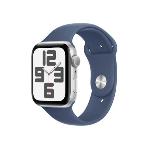 Apple Watch SE (2. Generation) GPS 44 mm Smartwatch mit Aluminiumgehäuse in Silber und Sportarmband in Denim (S/M). Fitness und Schlaftracker, Unfallerkennung, Herzfrequenzmesser, Retina Display Apple Watch SE (2. Generation) GPS 44 mm Smartwatch mit Aluminiumgehäuse in Silber und Sportarmband in Denim (S/M). Fitness und Schlaftracker, Unfallerkennung, Herzfrequenzmesser, Retina Display von Apple