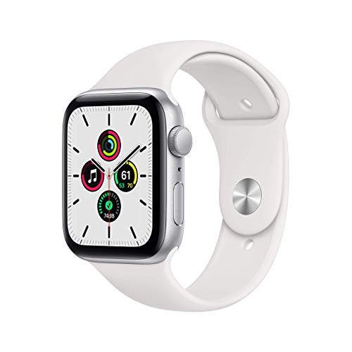 Apple Watch SE GPS, 44mm Silver Aluminium Case with White Sport Band - Regular (Renewed) von Apple
