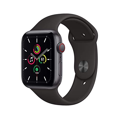 Apple Watch SE GPS + Cellular, 44mm Space Gray Aluminium Case with Black Sport Band - Regular (Renewed) von Apple