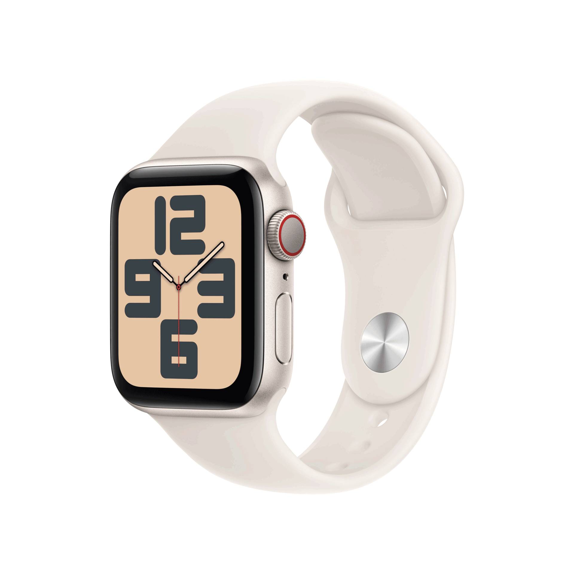 Apple Watch SE GPS + Cellular 40mm Starlight Aluminium Case mit Starlight Sport Band - M/L (MXGK3QF/A) von Apple