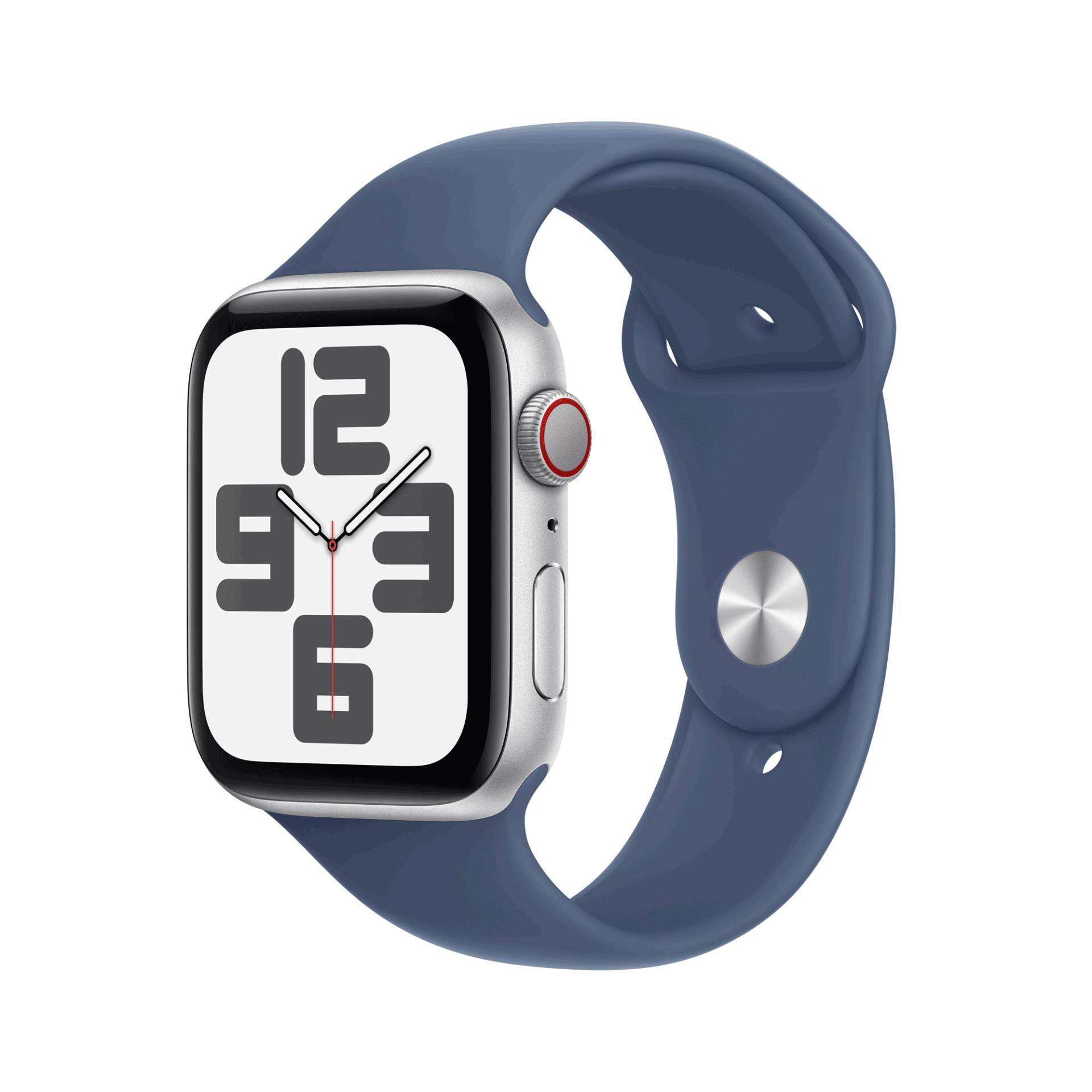 Apple Watch SE GPS + Cellular 44mm Silver Aluminium Case mit Denim Sport Band - M/L (MXGQ3QF/A) von Apple