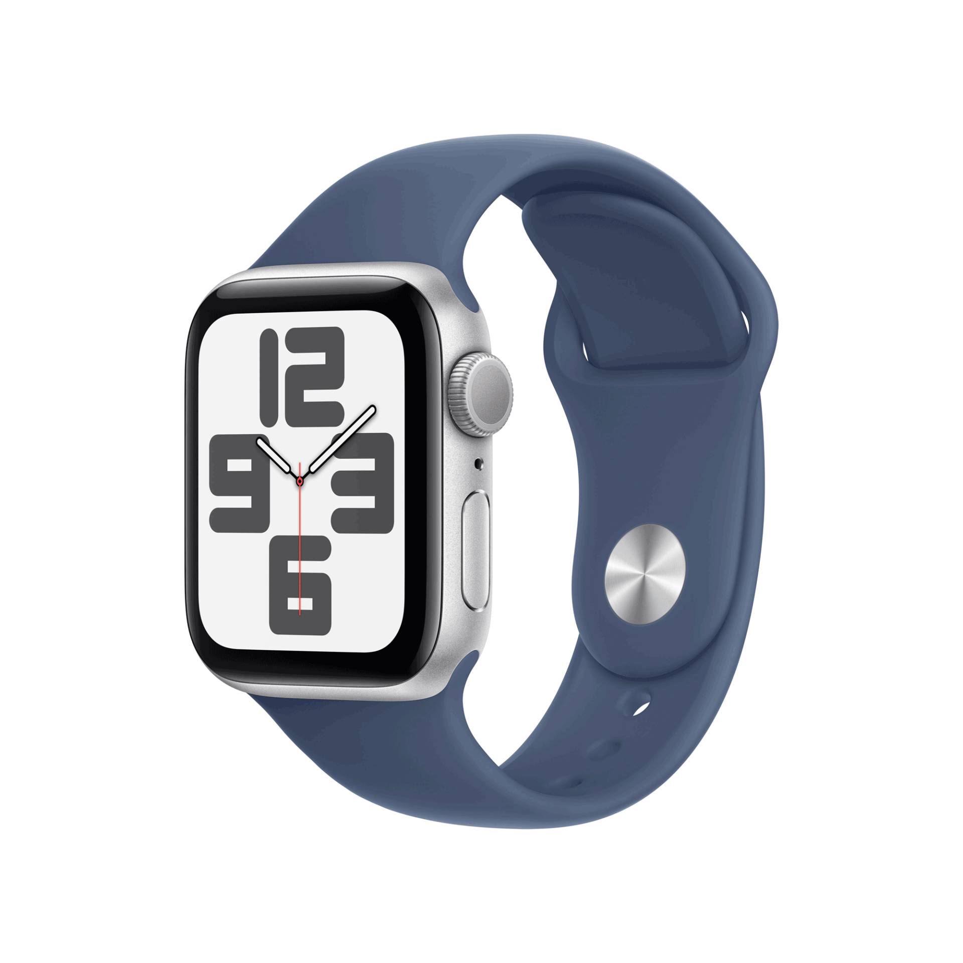 Apple Watch SE GPS 40mm Silver Aluminium Case mit Denim Sport Band - S/M (MXEC3QF/A) von Apple