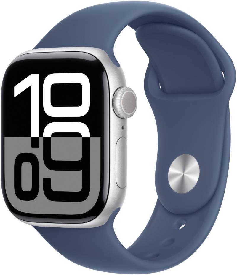 Apple Watch Series 10 (42mm) GPS Aluminium mit Sportarmband M/L silber/denim von Apple