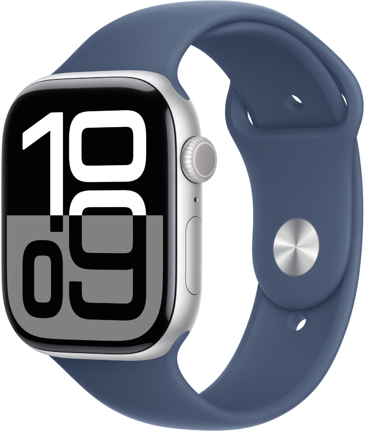 Apple Watch Series 10 (46mm) GPS Aluminium mit Sportarmband M/L silber/denim von Apple