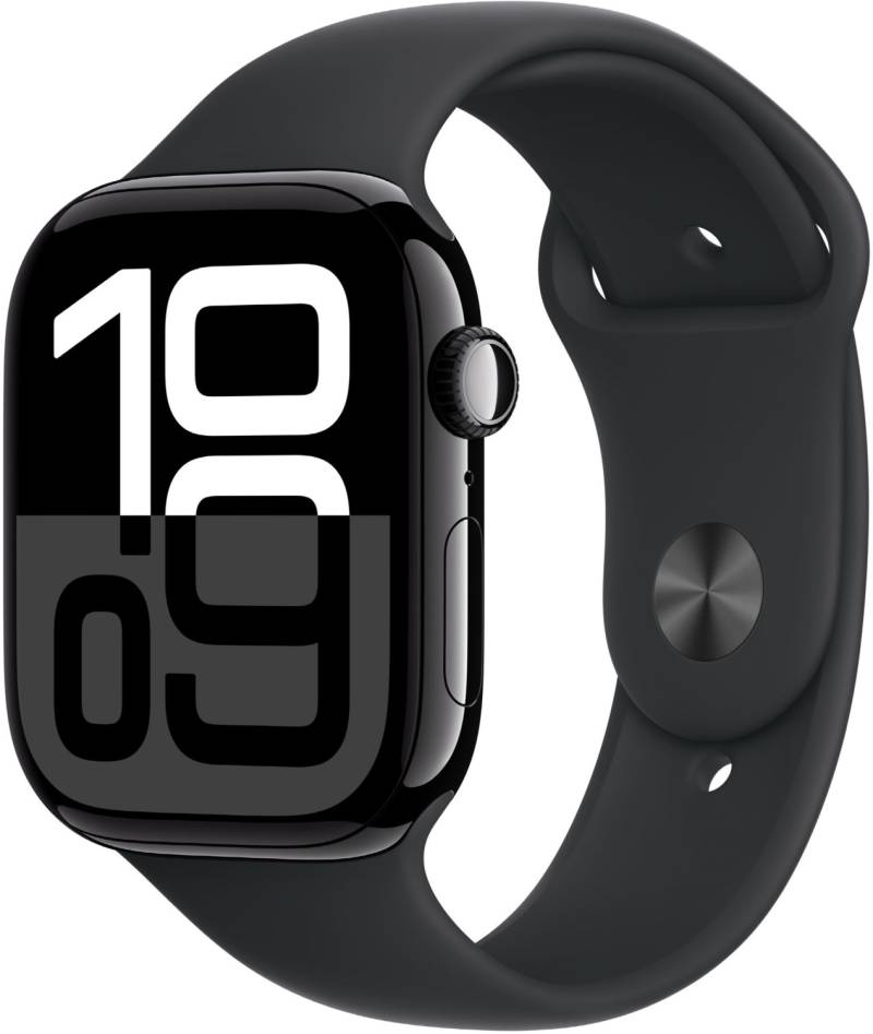 Apple Watch Series 10 (46mm) GPS Aluminium mit Sportarmband S/M diamantschwarz/schwarz von Apple