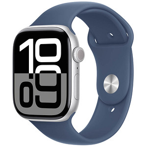 Apple Watch Series 10 46 mm Aluminium (GPS) Sportarmband M/L  denim, silber von Apple