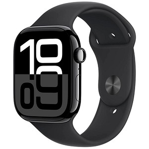 Apple Watch Series 10 46 mm Aluminium (GPS) Sportarmband M/L  schwarz, diamantschwarz von Apple