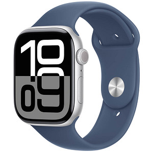 Apple Watch Series 10 46 mm Aluminium (GPS) Sportarmband S/M  denim, silber von Apple